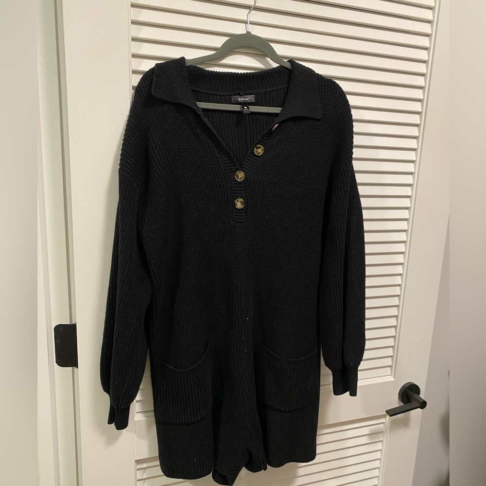 Size Medium Black Sweater Shorts Romper